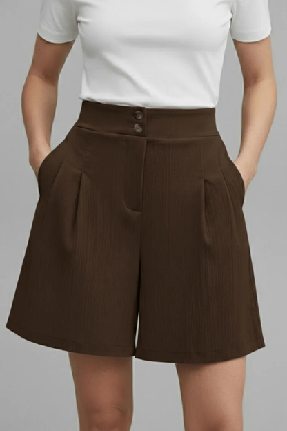 Women's Pleated High-Waist Shorts