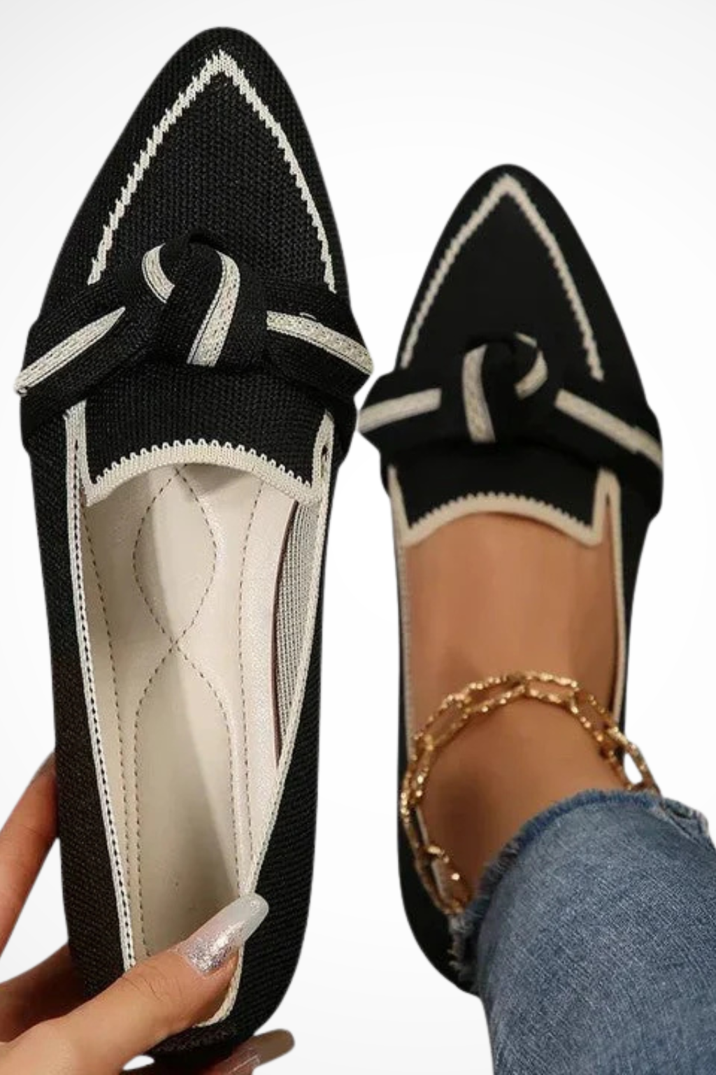 Women's Contrast Trim Flat Loafers