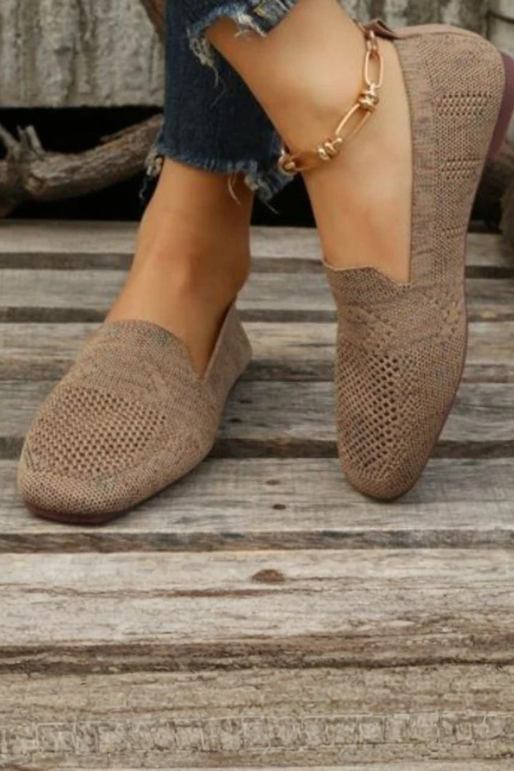 Women's Square Toe Knit Flats