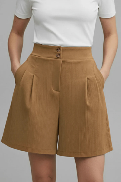 Women's Pleated High-Waist Shorts