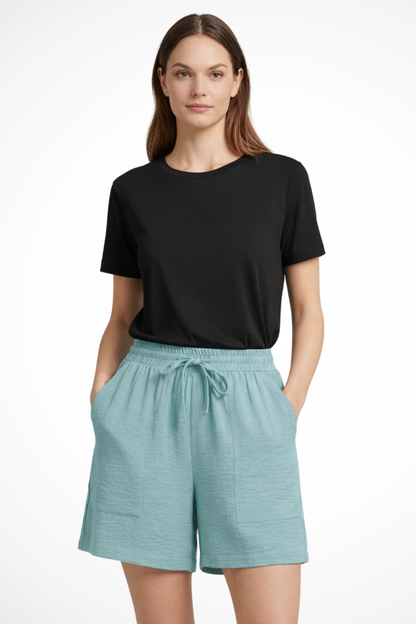 Women's Textured Drawstring Casual Shorts