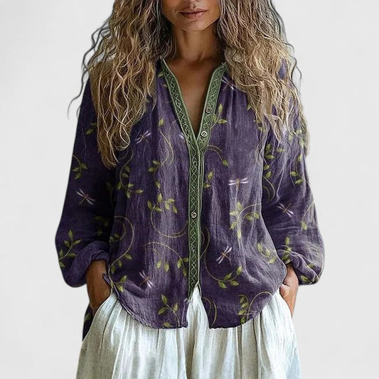 Women’s Printed Button Front Top