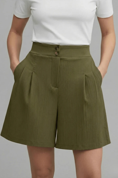 Women's Pleated High-Waist Shorts