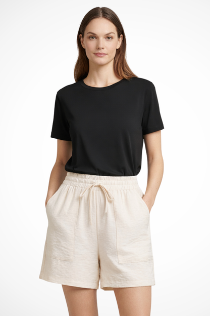 Women's Textured Drawstring Casual Shorts