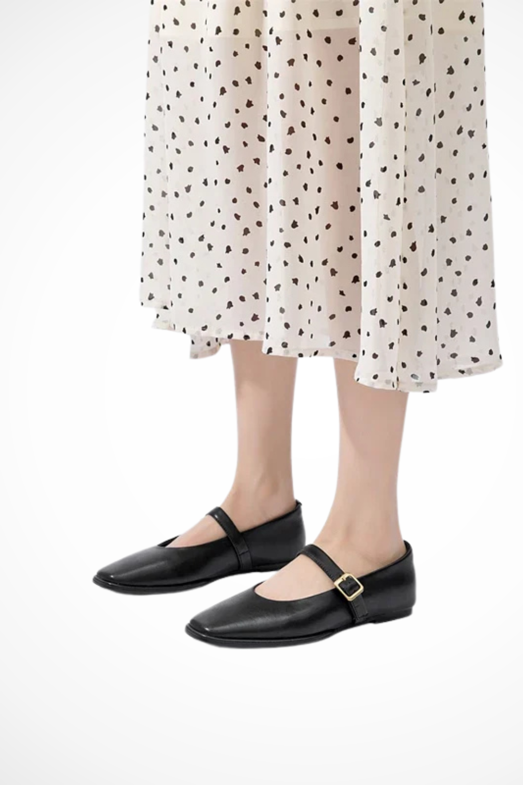 Women's Square Toe Buckle Flats