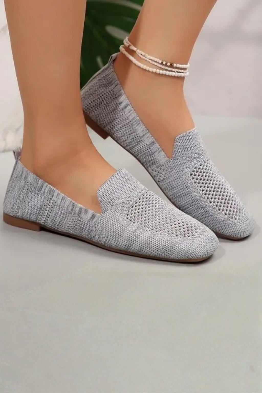 Women's Square Toe Knit Flats