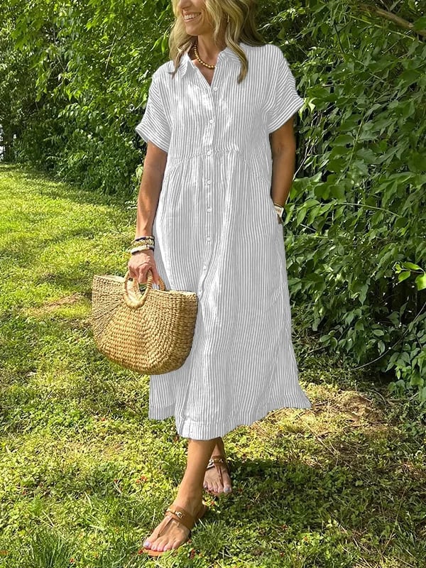 Women's Striped Button-Front Dress