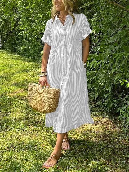 Women's Striped Button-Front Dress