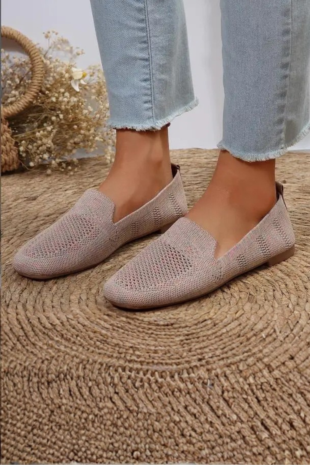Women's Square Toe Knit Flats