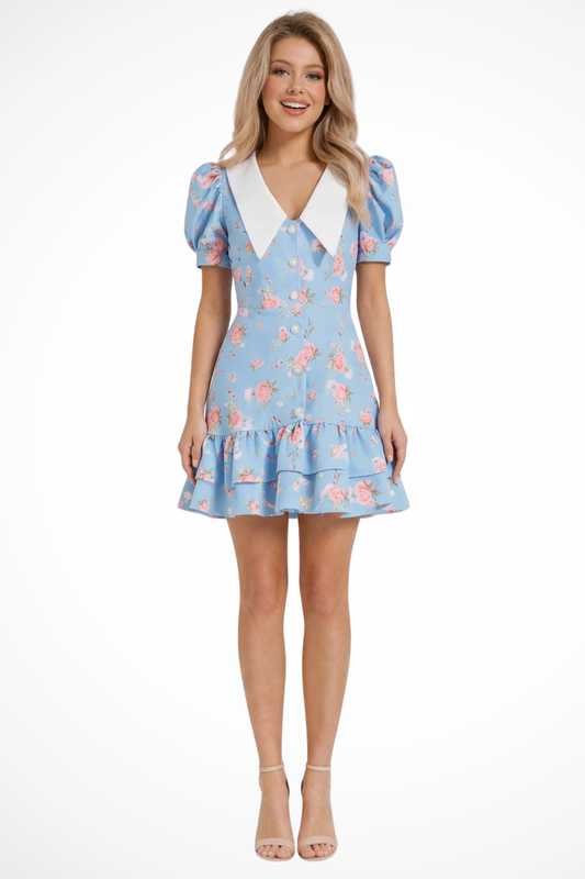 Floral Puff Sleeve Mini Dress