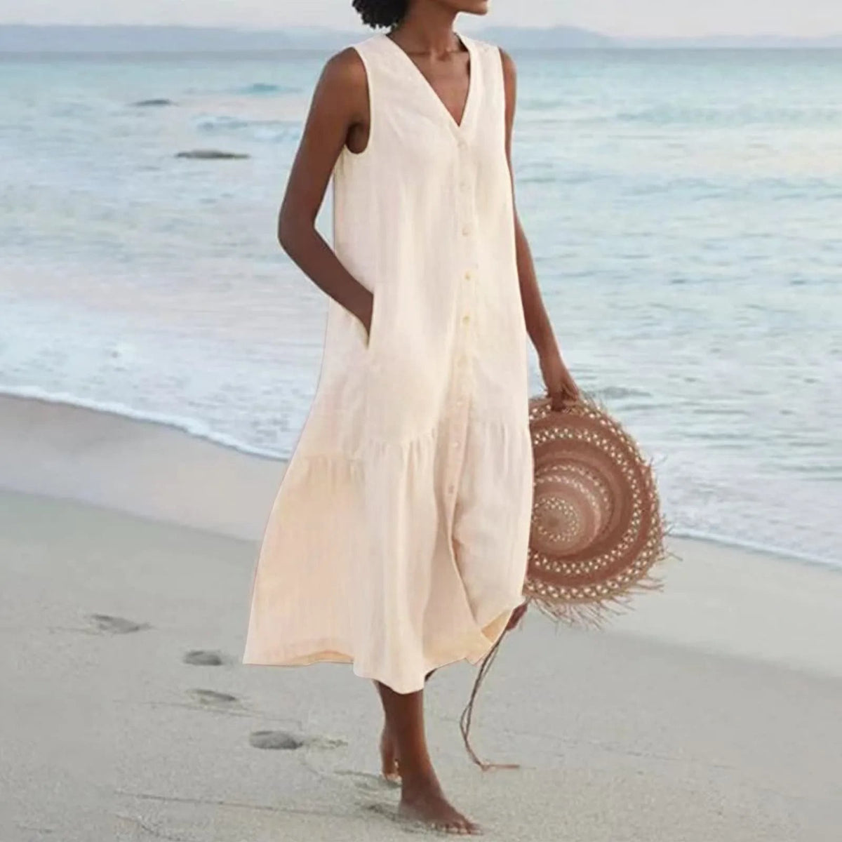 Women's V-Neck Summer Midi Dress
