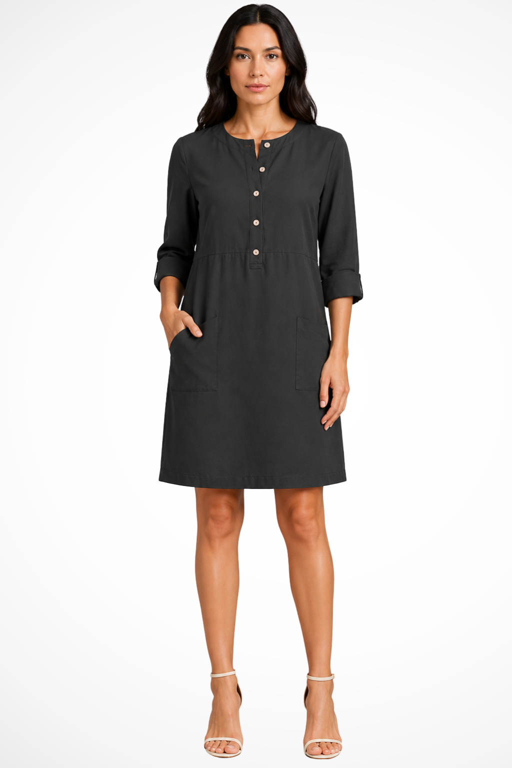 Women's Linen Long Sleeve Shirt Dress