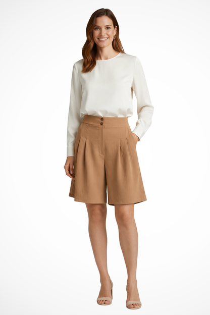 Women's Pleated Tailored Bermuda Shorts