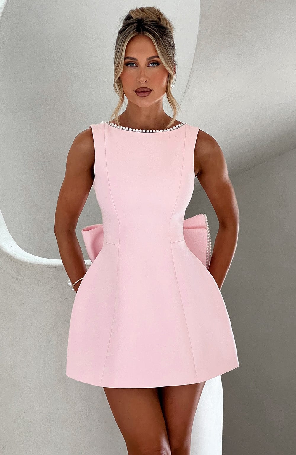 Womens Bow Back Mini Dress