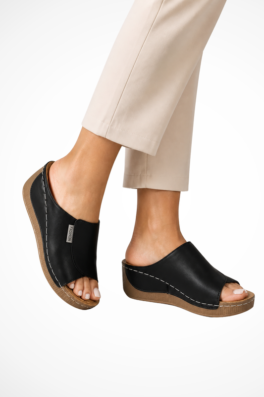 Women's Open Toe Leather Mules