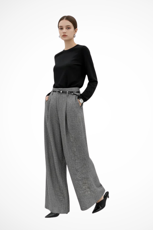 Women's Belted Pleated Trousers