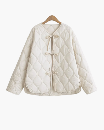 Women's Feminine Quilted Bow Jacket