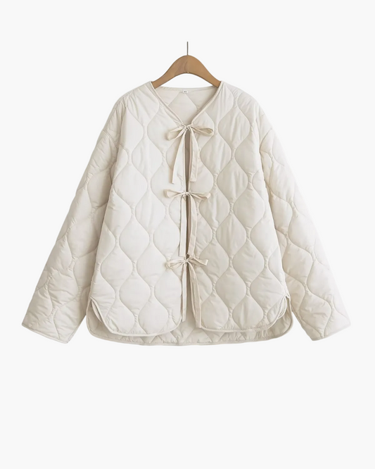 Women's Feminine Quilted Bow Jacket