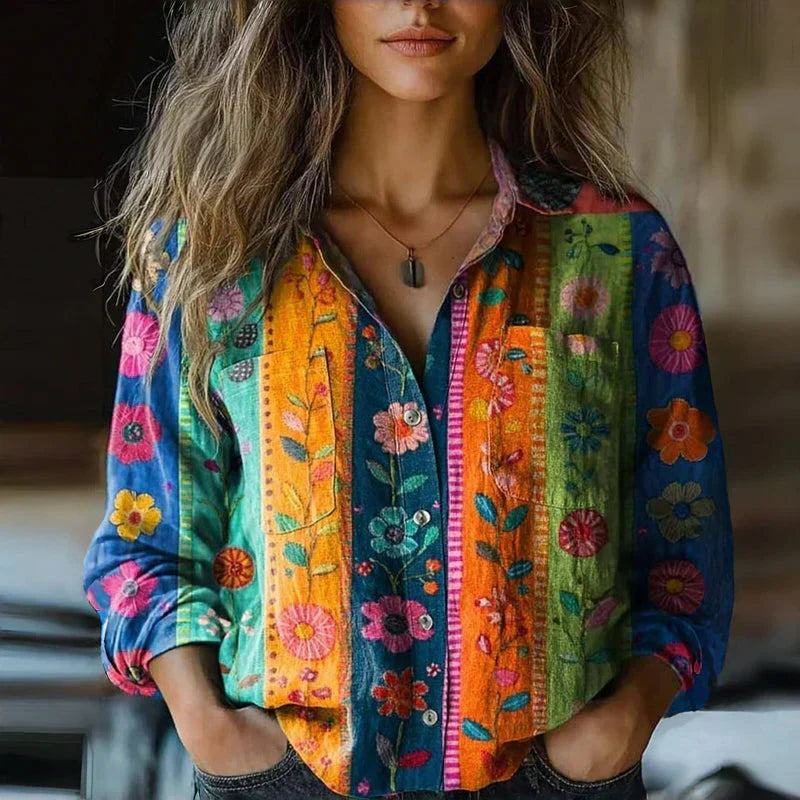 Women’s Printed Button Front Blouse