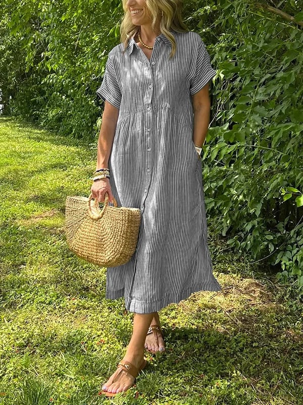 Women's Striped Button-Front Dress
