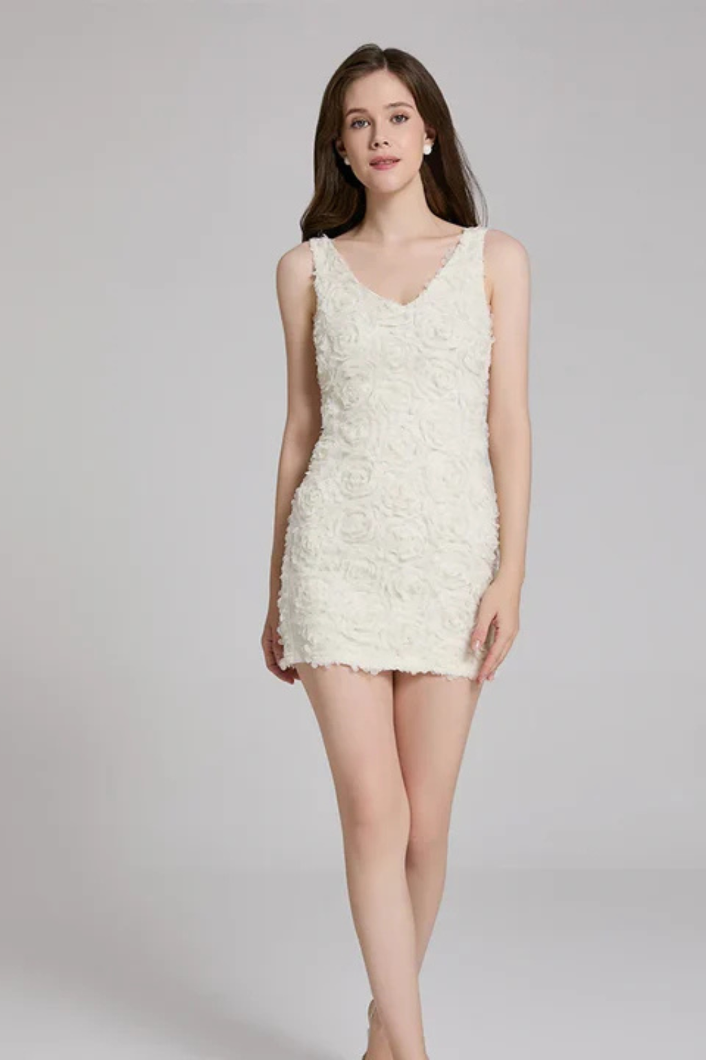 Flower Sequin Mini Wedding Dress