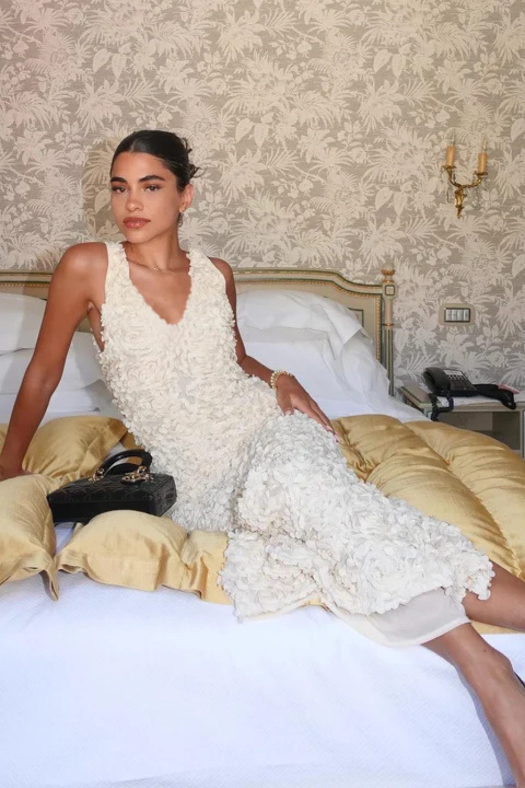 Flower Sequin Mini Wedding Dress