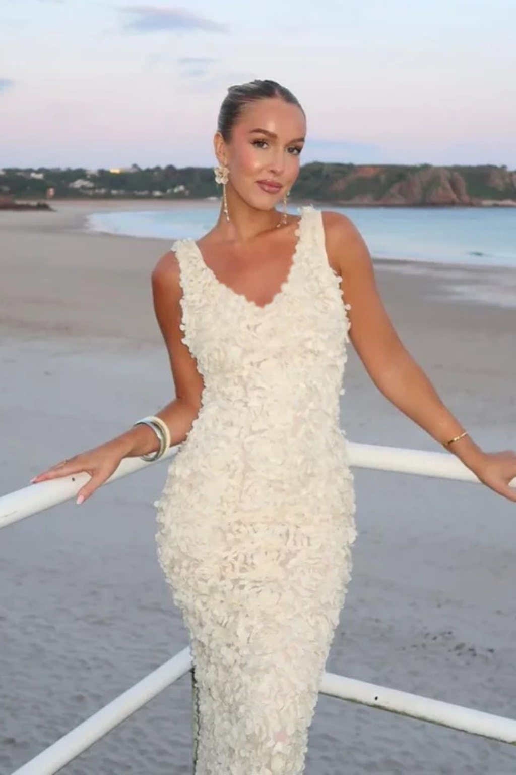 Flower Sequin Mini Wedding Dress