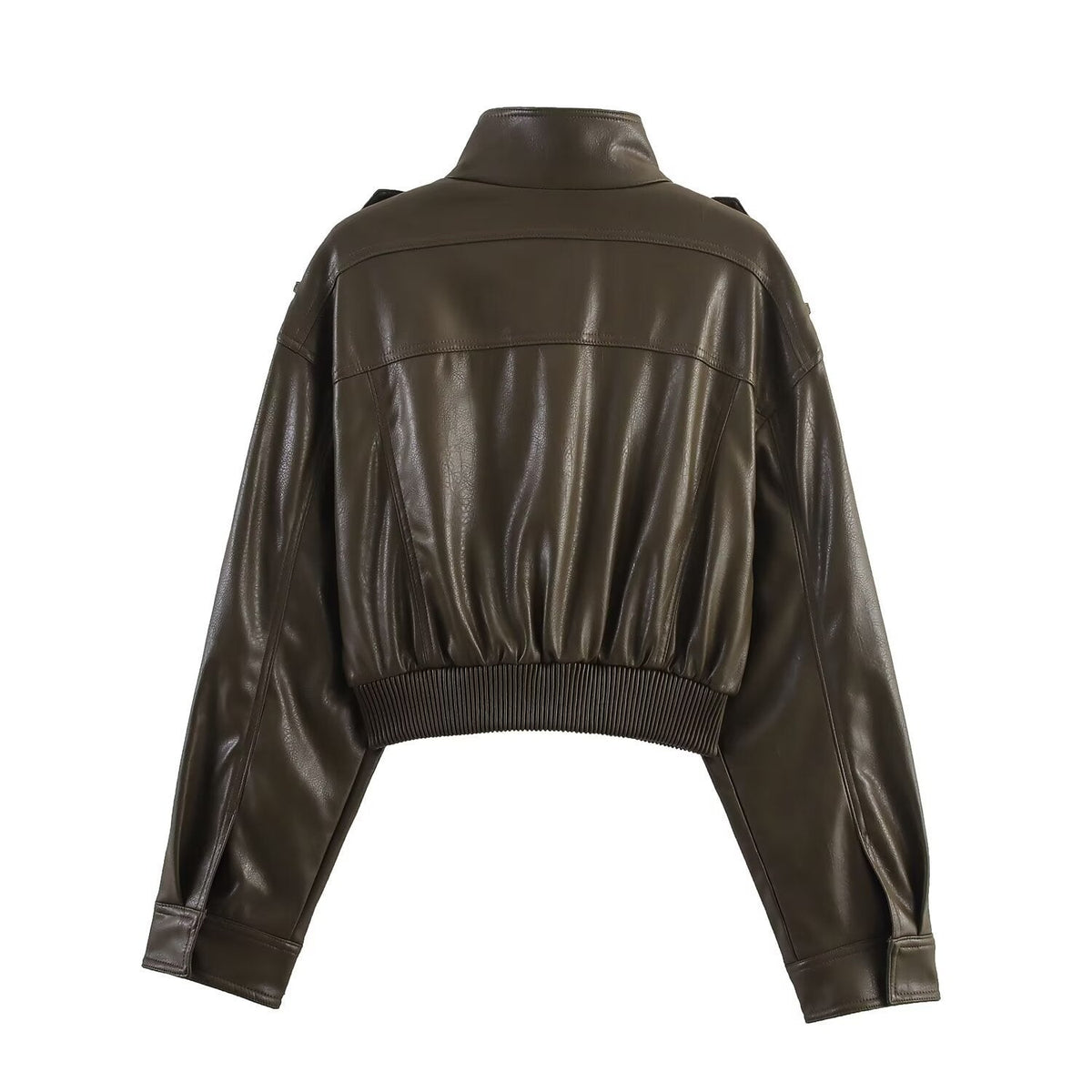 Women's Faux Leather Bomber Jacket