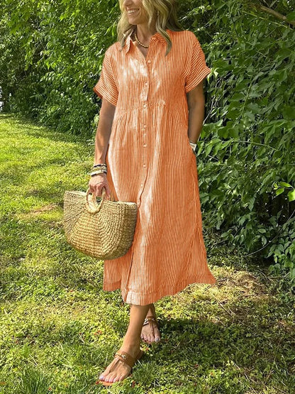Women's Striped Button-Front Dress