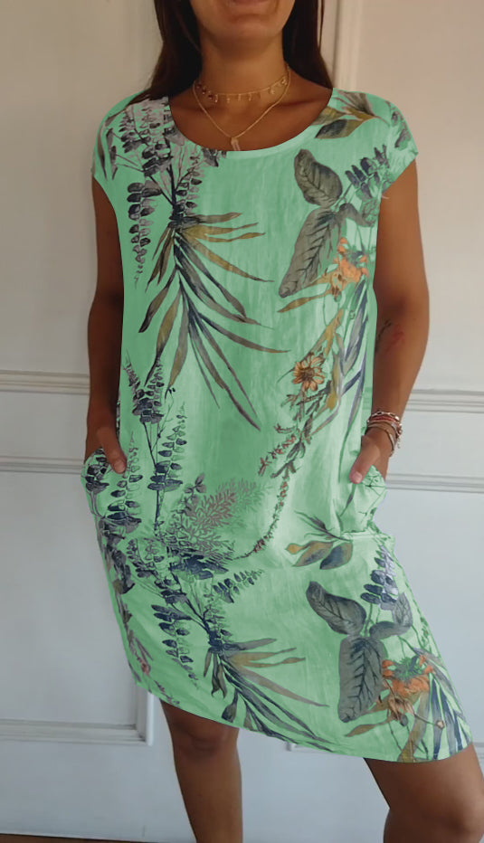 Women’s Leaf Print Summer Dress