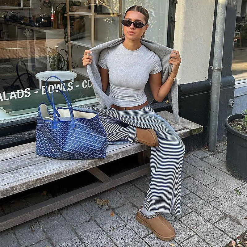 Women's Striped Relaxed Casual Trousers
