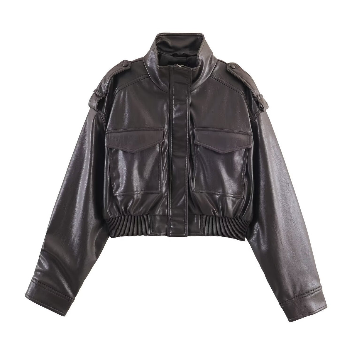 Women's Faux Leather Bomber Jacket