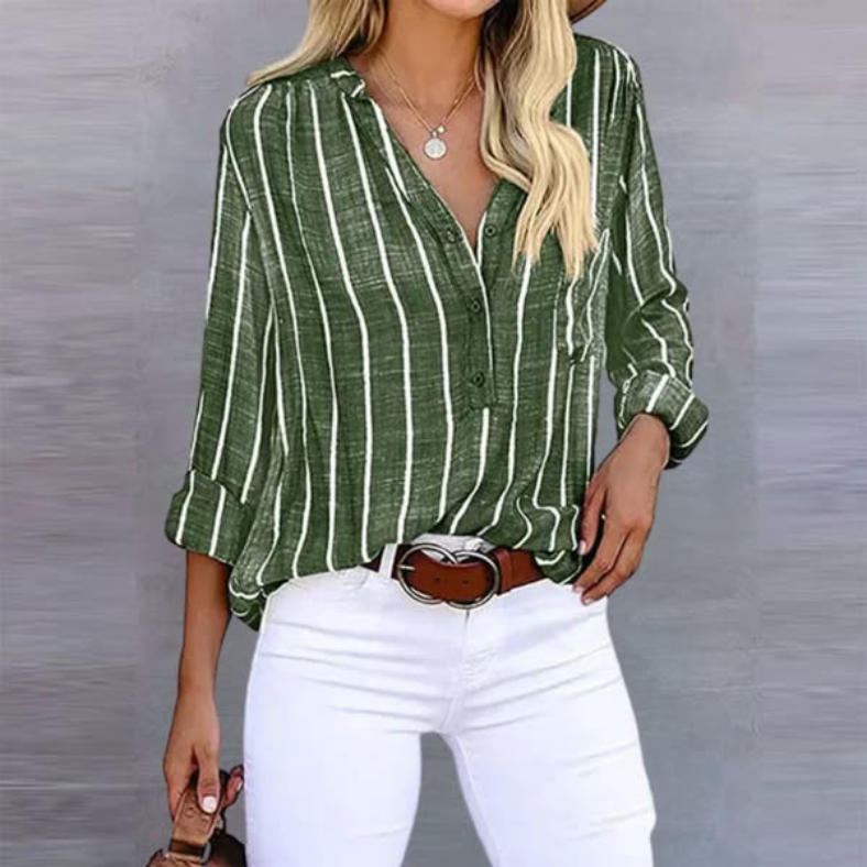 Women’s Striped Button Front Blouse