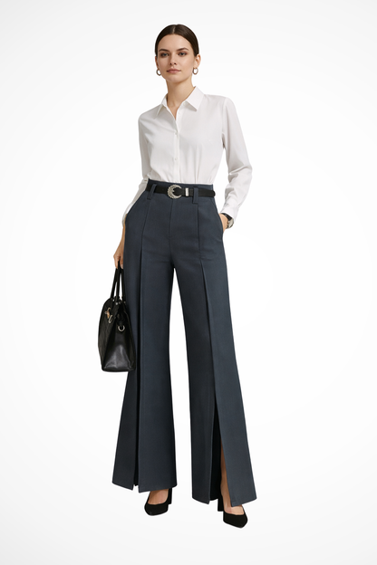 Women's Pleated Belted Tailored Trousers