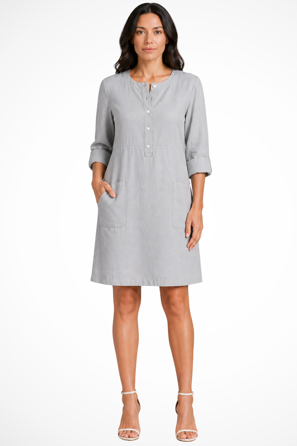 Women's Linen Long Sleeve Shirt Dress