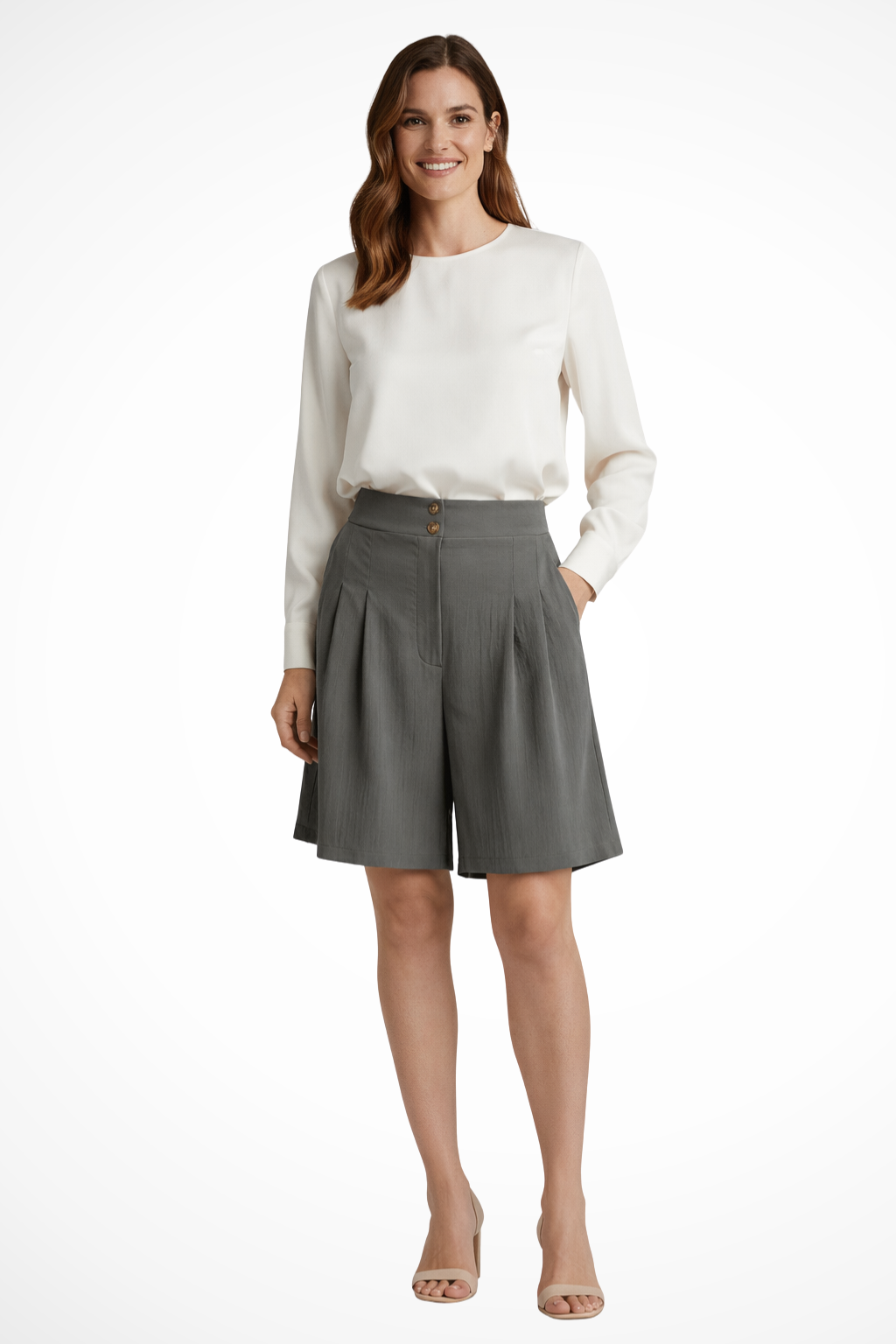 Women's Pleated Tailored Bermuda Shorts