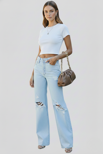 Women’s Distressed Wide Leg Jeans