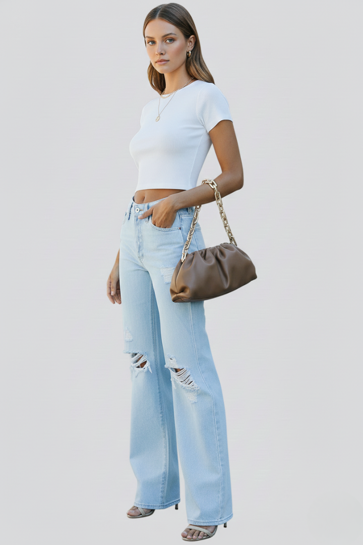 Women’s Distressed Wide Leg Jeans
