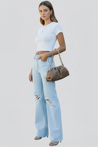 Women’s Distressed Wide Leg Jeans