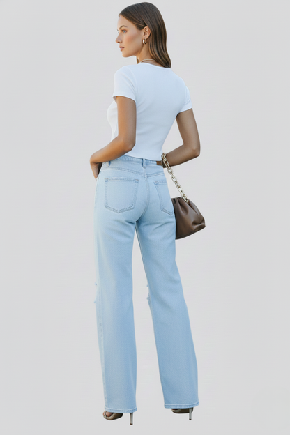Women’s Distressed Wide Leg Jeans
