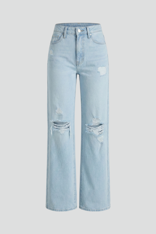 Women’s Distressed Wide Leg Jeans