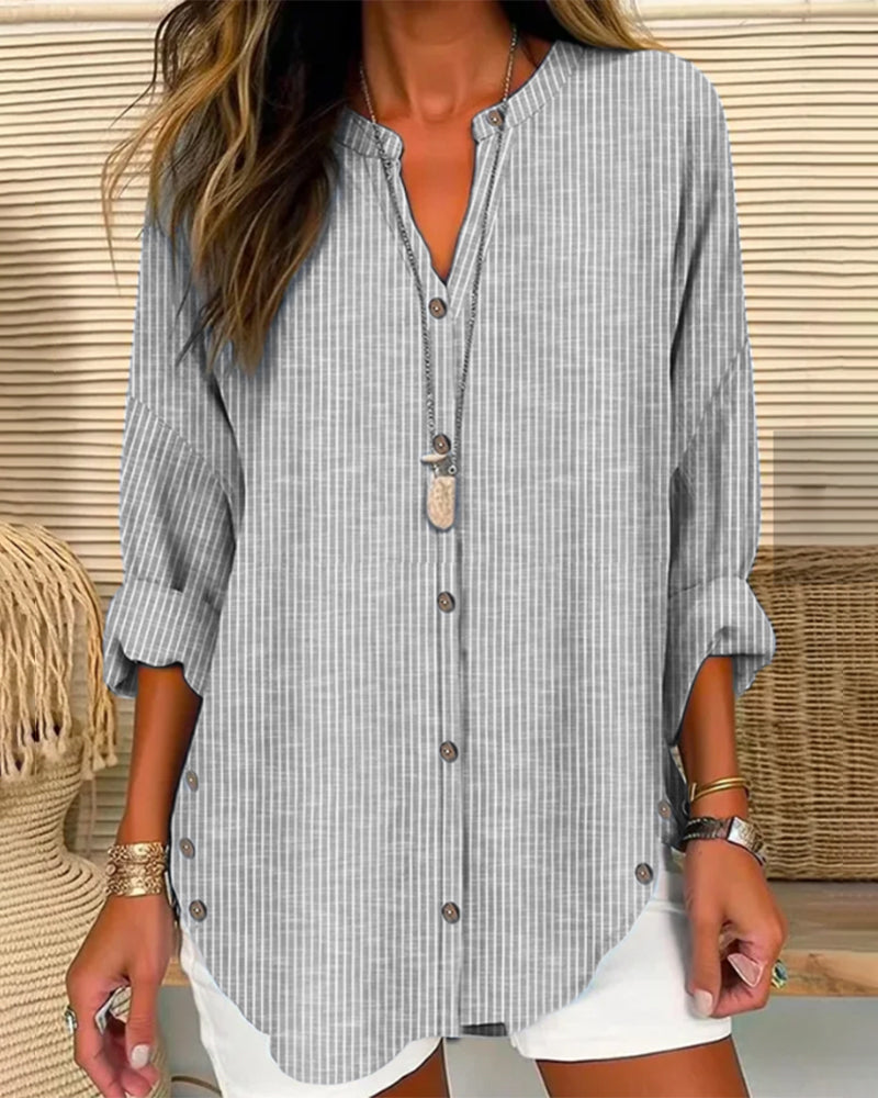 Women’s Relaxed Striped Button Blouse
