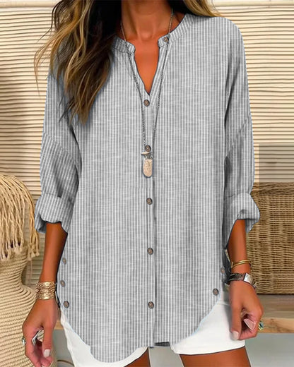 Women’s Relaxed Striped Button Blouse