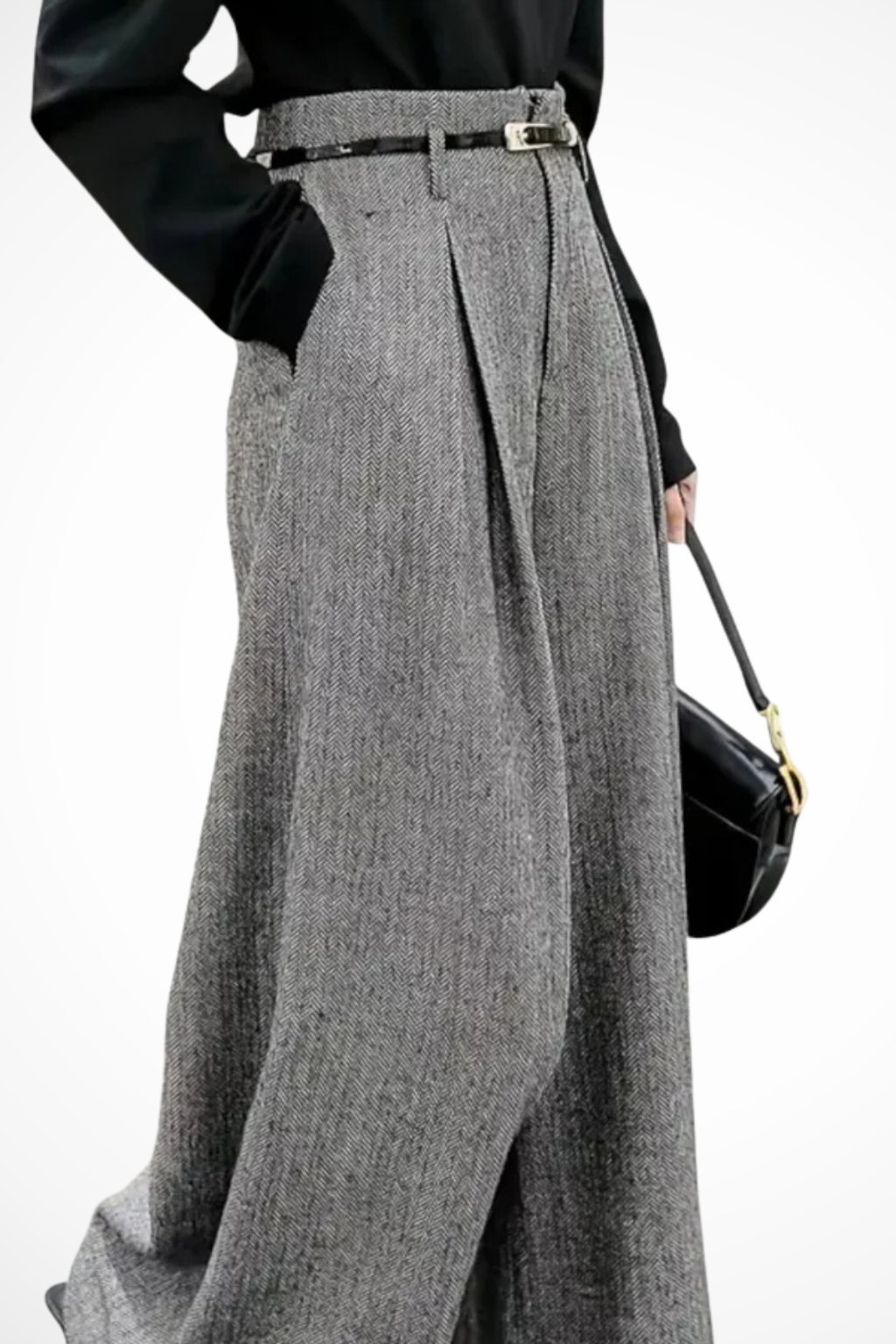 Women's Belted Pleated Trousers