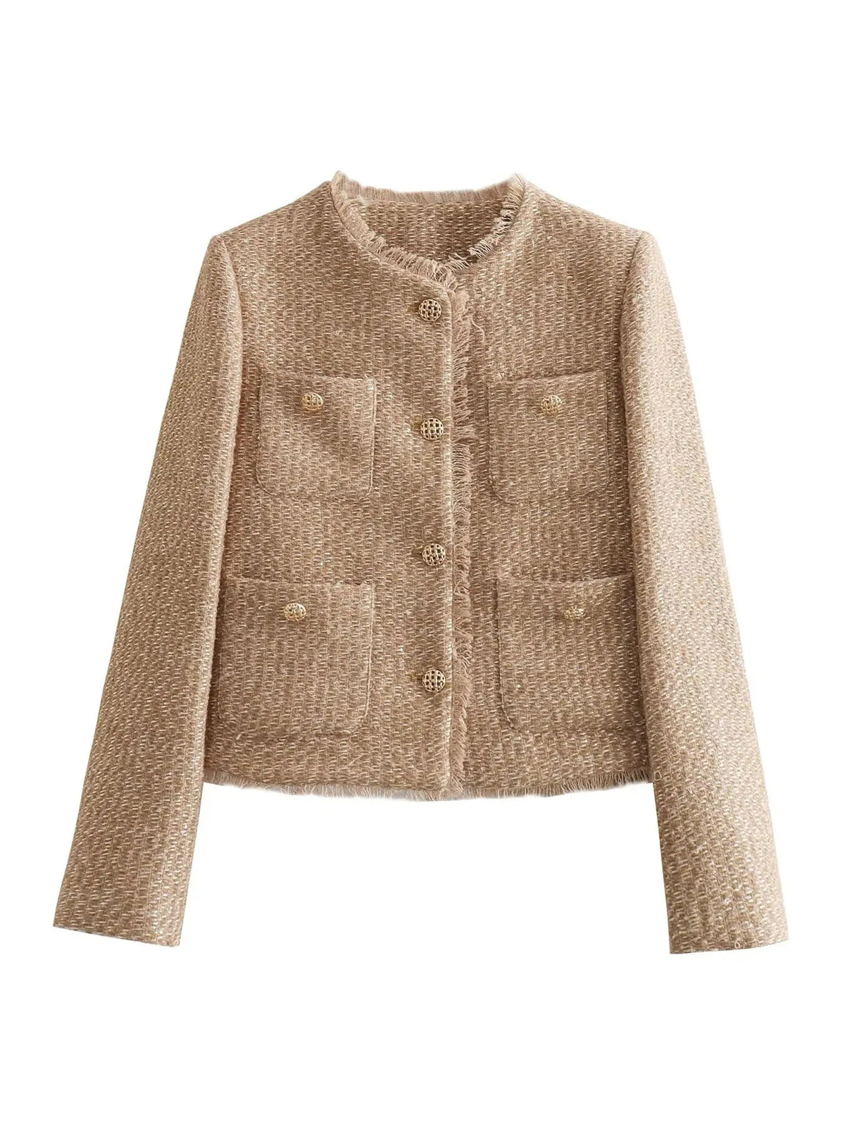 Women's Cropped Tweed Button Blazer