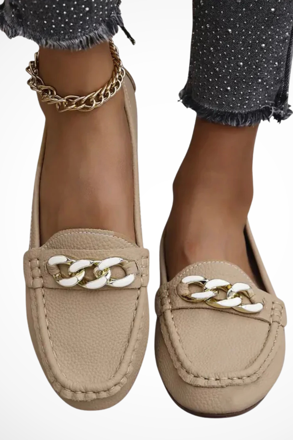 Women's Chain Detail Slip On Loafers