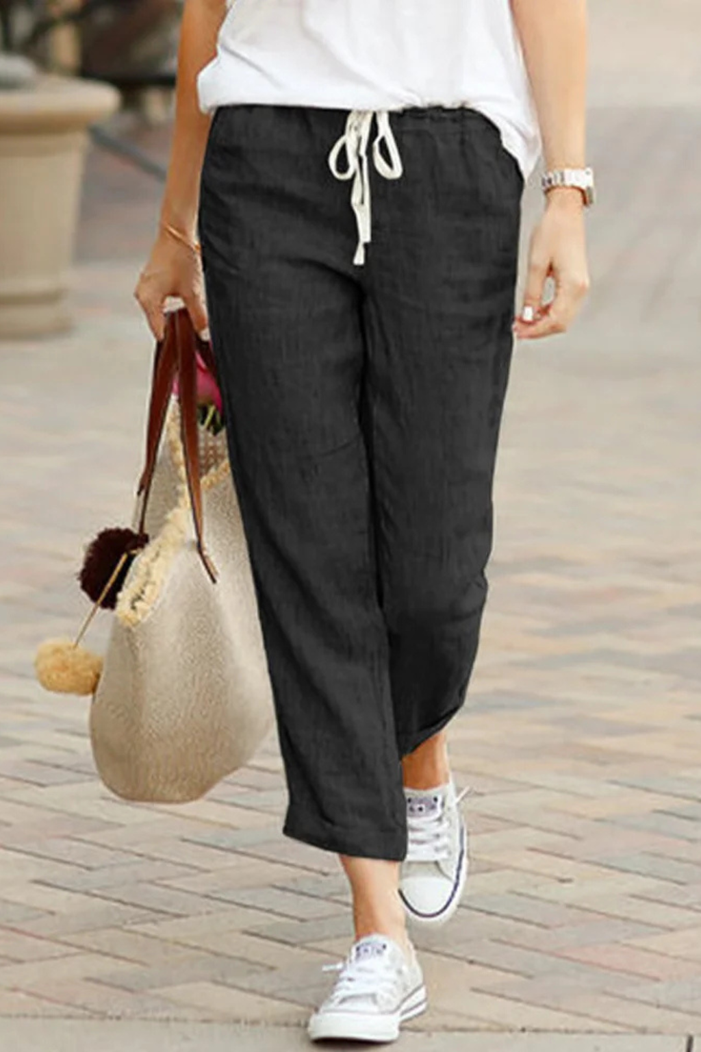 Women's Linen Cropped Trousers