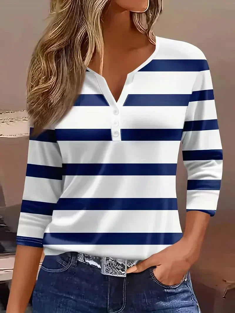 Women’s Striped V Neck Top