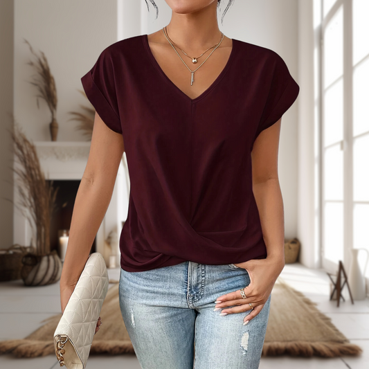 Women’s Elegant V-Neck Twist Blouse