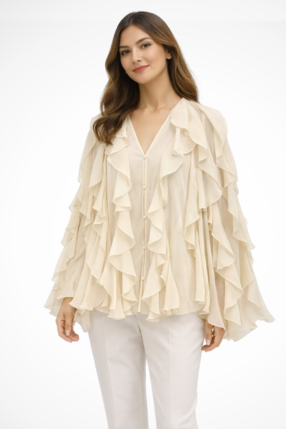 Women's Layered Ruffle V-Neck Blouse